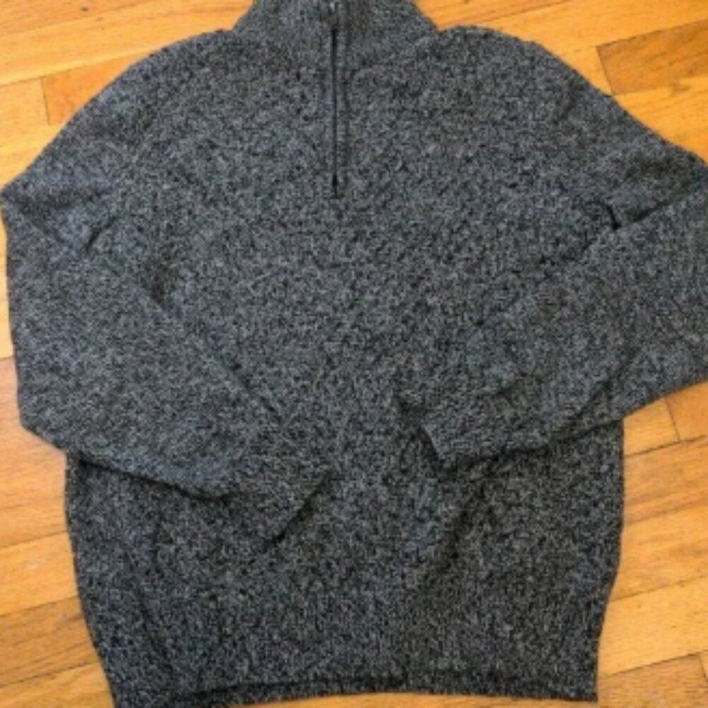 Vtg Calvin Klein Sweater Men's L Gray Quarter Zip Knit Cotton Pullover Classic